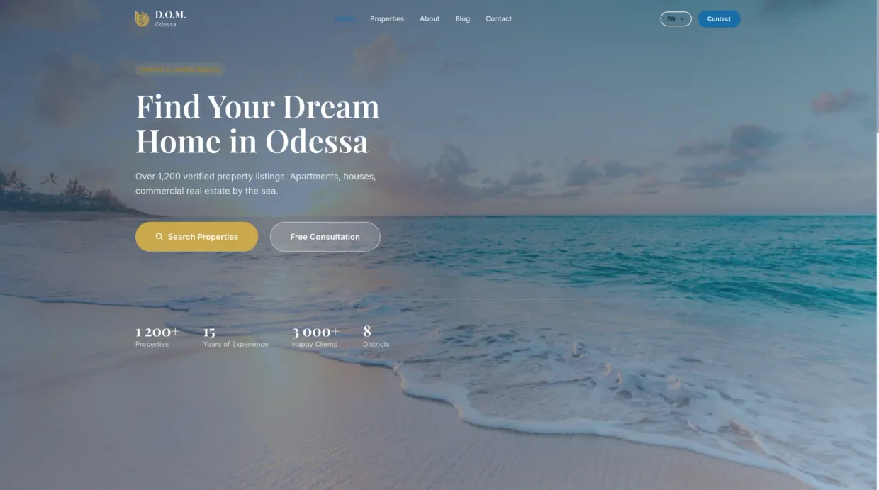 Скриншот: Платформа нерухомості — domodessa.com